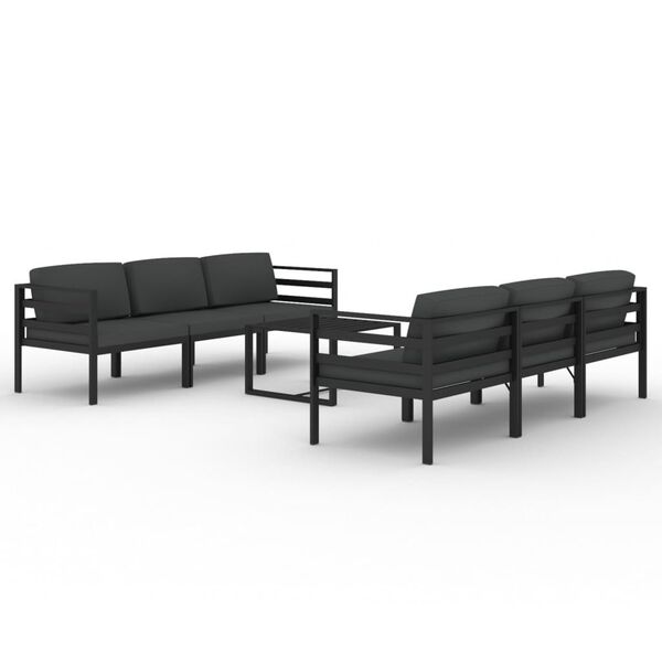 vidaXL 7 pcs conjunto lounge jardim com almofad&otilde;es alum&iacute;nio antracite