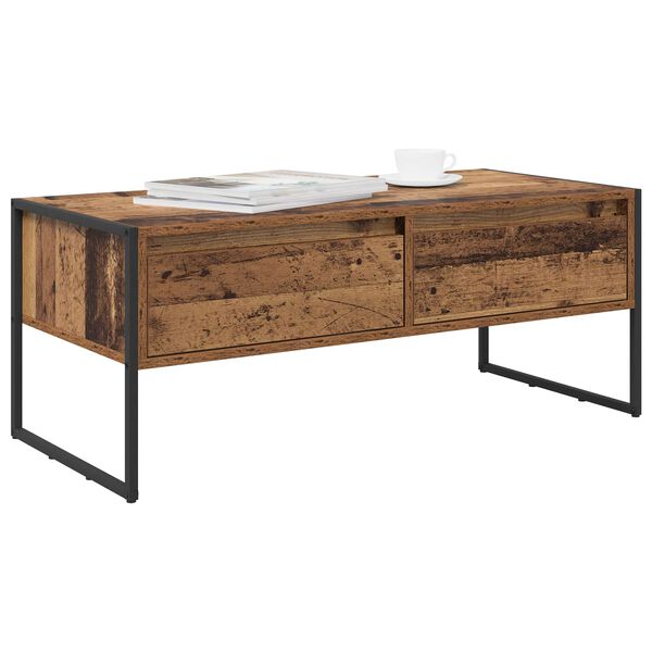 vidaXL Mesa de centro com gaveta Madeira Antiga 100 x 46 x 40 cm