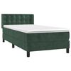 vidaXL Cama com molas/colch&atilde;o 90x200 cm veludo verde-escuro