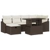 vidaXL Conjunto de Sof&aacute; de Jardim com almofada 7 pcs Castanho vime PE
