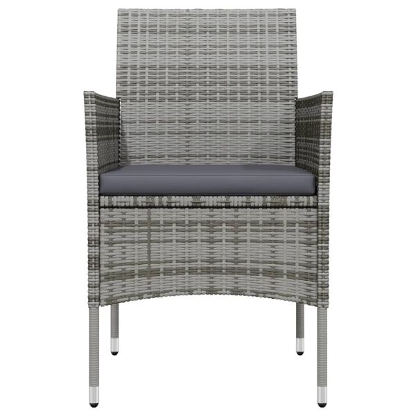 vidaXL 3 pcs conj. de jantar para jardim c/ almofad&otilde;es cinzento/preto