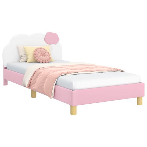 vidaXL Estrutura de Cama Infantil com Cabeceira Rosa 90 x 200 cm PU