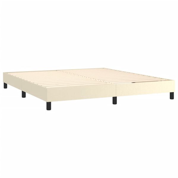 vidaXL Estrutura de cama com molas 180x200 cm couro artificial cor creme