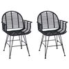 vidaXL Cadeira de jantar 2 pcs Preto 44 x 44 x 74 cm Rattan e Ferro