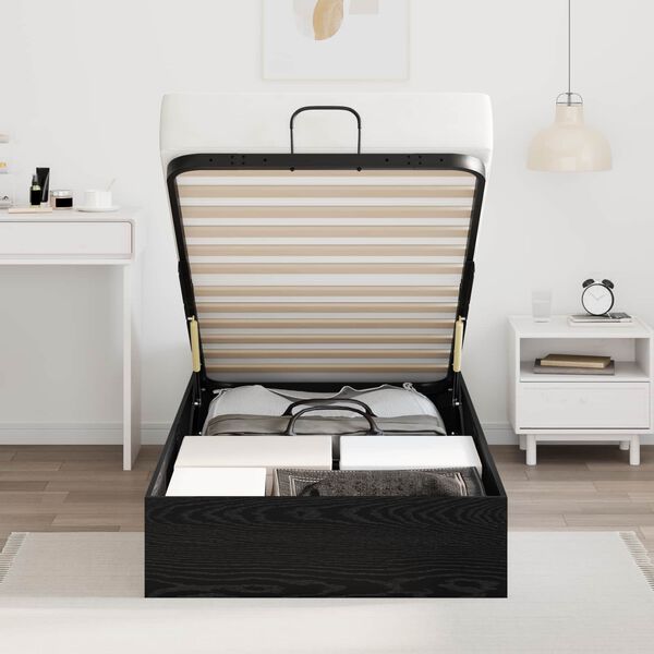 vidaXL Estrutura de Cama Ottoman Carvalho Preto 193 x 120 x 25 cm