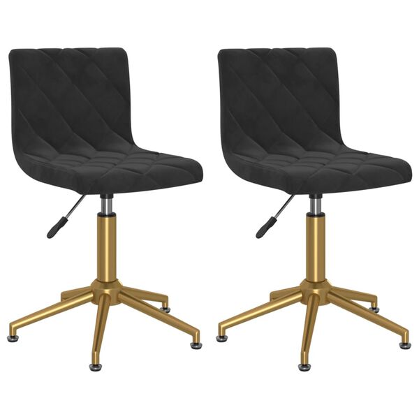 vidaXL Cadeiras de jantar girat&oacute;rias 2 pcs veludo preto