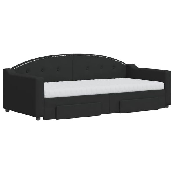 vidaXL Sof&aacute;-cama com gavet&atilde;o e gavetas 90x190 cm tecido preto