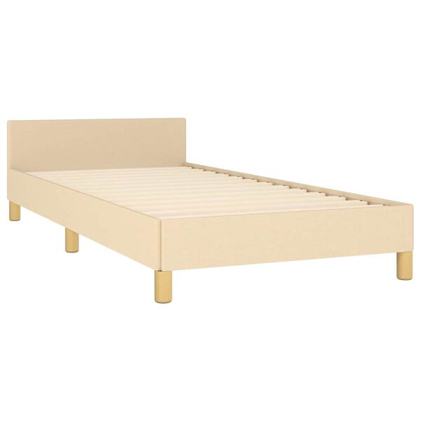 vidaXL Estrutura cama c/ cabeceira sem colch&atilde;o tecido 90x190 cm creme