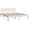 vidaXL Estrutura de cama casal 135x190 cm madeira maci&ccedil;a branco