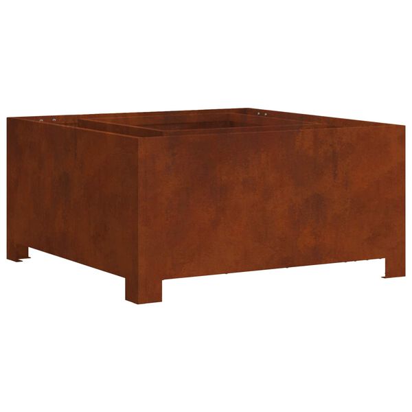 vidaXL Fire Pit Castanho 80 x 80 x 40 cm A&ccedil;o resistente &agrave;s intemp&eacute;ries