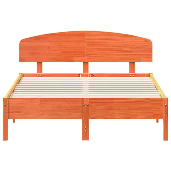 VidaXL Cama sem colch&atilde;o 140x190 cm pinho maci&ccedil;o castanho-mel