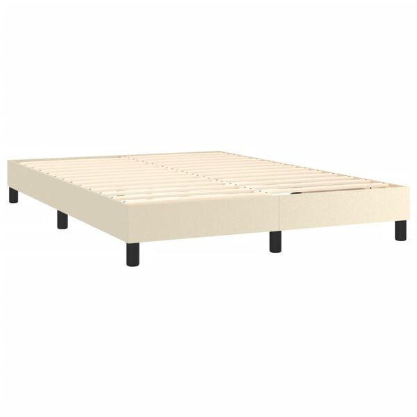 vidaXL Cama com molas/colch&atilde;o 140x200 cm couro artificial cor creme