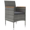 vidaXL 7 pcs conjunto de jantar p/ jardim c/ almofad&otilde;es cinza e preto
