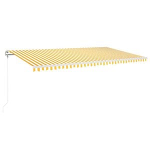 vidaXL Toldo retr&aacute;til autom&aacute;tico 600x350 cm amarelo e branco