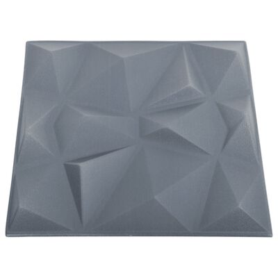 vidaXL Painéis de parede 3D 12 pcs 50x50 cm 3 m² cinza diamante