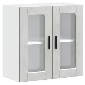 vidaXL Arm&aacute;rio de parede de cozinha porta de vidro Porto cinza bet&atilde;o