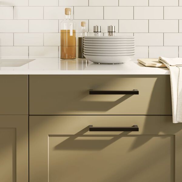 vidaXL Puxadores para m&oacute;veis 10 pcs 128 mm a&ccedil;o inoxid&aacute;vel preto