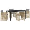 vidaXL Conjunto de Jantar para Jardim 5 pcs Bege vime PE