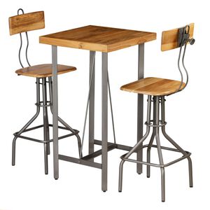 vidaXL Conjunto de bar 3 pcs teca recuperada maci&ccedil;a