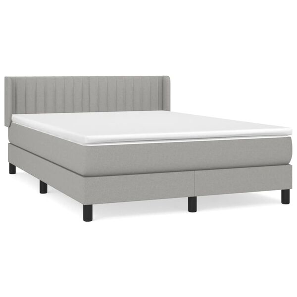 vidaXL Cama com molas/colch&atilde;o 140x190 cm tecido cinzento-claro