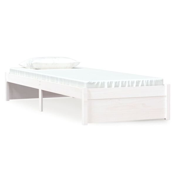vidaXL Estrutura cama pequena solteiro 75x190 cm madeira maciça branco