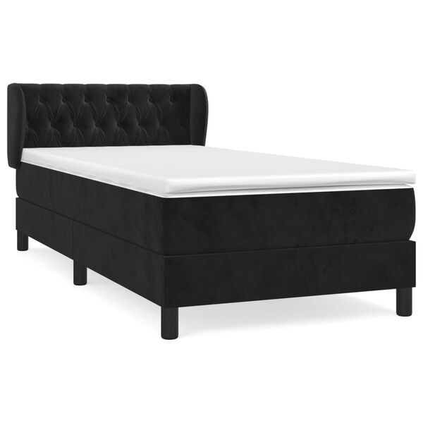 vidaXL Cama com molas/colch&atilde;o 90x200 cm veludo preto