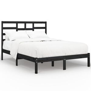 vidaXL Estrutura de cama 140x190 cm madeira maci&ccedil;a preto