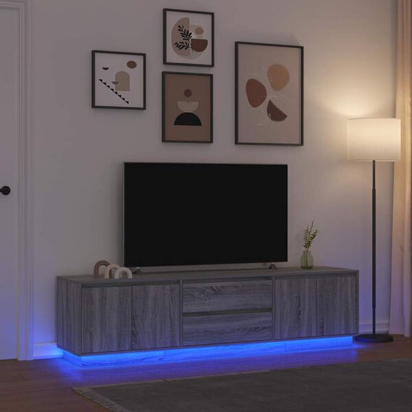 vidaXL M&oacute;vel de TV com luzes LED 100x41x50 cm madeira velha