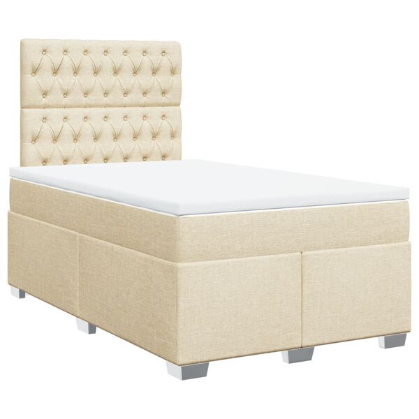 vidaXL Cama boxspring com colch&atilde;o 120x190 cm tecido cor creme