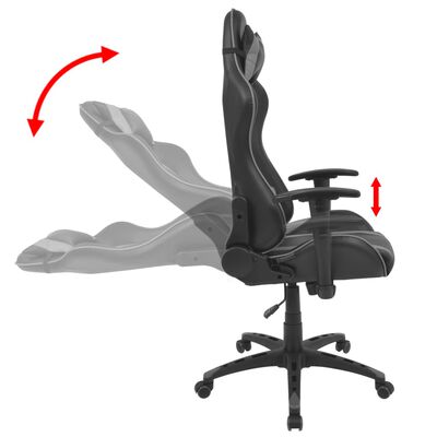 vidaXL Cadeira escritório reclinável estilo corrida pele artif. cinza