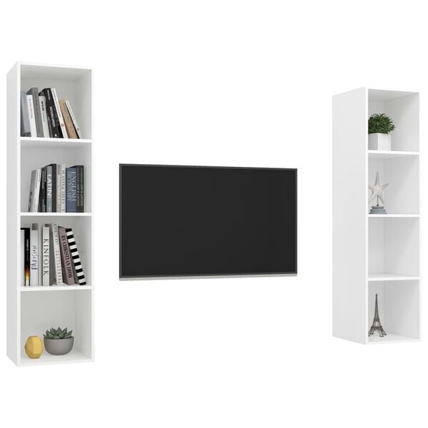 vidaXL Arm&aacute;rios de parede para TV 2 pcs derivados de madeira branco