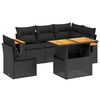 vidaXL 6 pcs conjunto sof&aacute;s de jardim c/ almofad&otilde;es vime PE preto