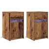 vidaXL Criado-mudo LED 2 unid. Madeira antiga 38 x 34 x 61 cm