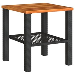 vidaXL Mesa de jardim 40x40x42 cm vime PE e madeira de ac&aacute;cia preto
