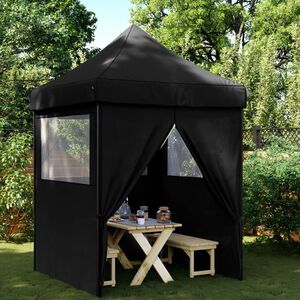 vidaXL Tenda p/ festas pop-up dobr&aacute;vel com 4 paredes laterais preto
