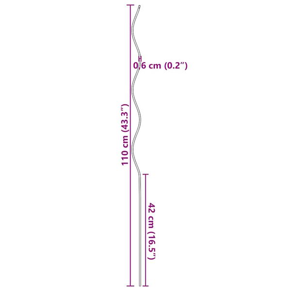 vidaXL Suportes para plantas em espiral 20 pcs 110 cm aço galvanizado