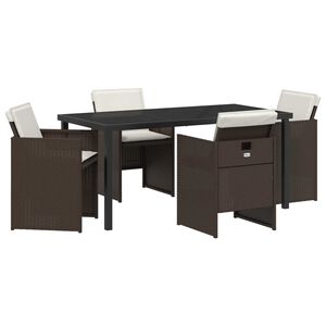 vidaXL Conjunto de Jantar para Jardim 5 pcs Castanho vime PE