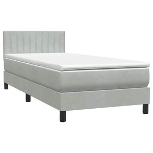 vidaXL Cama com molas/colch&atilde;o cinzento-claro 80x220 cm veludo