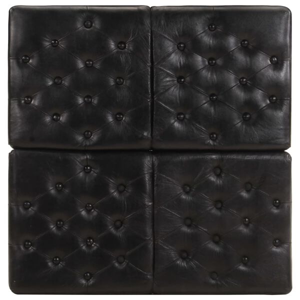 vidaXL Pufe 80x80x43 cm couro genu&iacute;no preto