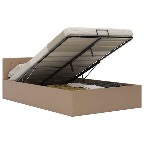 vidaXL Cama hidr&aacute;ulica c/ arruma&ccedil;&atilde;o 120x200cm couro artif. cappuccino