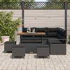 vidaXL Conjunto de Sof&aacute; de Jardim com almofada 9 pcs Preto vime PE