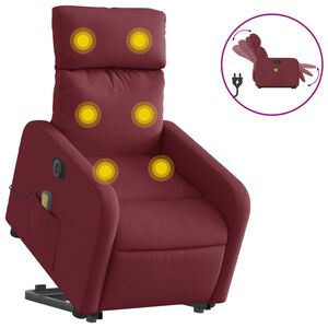 vidaXL Poltrona elevat&oacute;ria de massagens el&eacute;trica tecido vermelho tinto