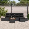 vidaXL Conjunto de Sof&aacute; de Jardim com almofada 6 pcs Preto Polirattan