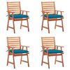 vidaXL Cadeiras de jantar p/ jardim 4 pcs c/ almofad&otilde;es ac&aacute;cia maci&ccedil;a