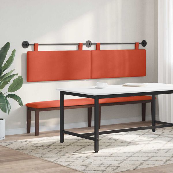 vidaXL Cabeceira Suspensa Liso Laranja Vermelho 210 x 55 x 5 cm