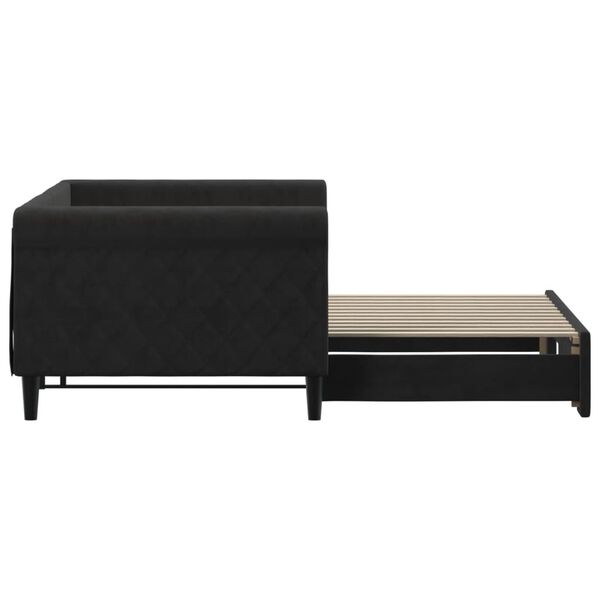 vidaXL Sofá-cama com gavetão 90x200 cm veludo preto