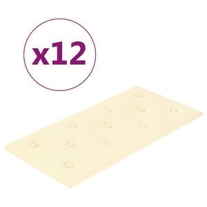 vidaXL Painel de parede 12 pcs 60x30 cm couro artificial 2,16 m² creme
