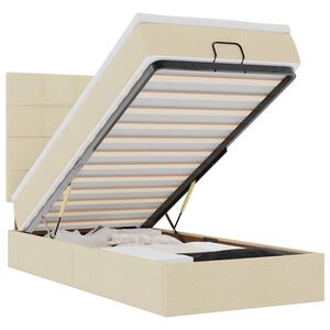 vidaXL Cama otomana com colch&atilde;o 90x200 cm tecido creme