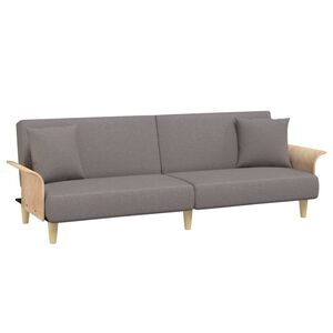 vidaXL Sof&aacute;-cama com apoio de bra&ccedil;os tecido cinzento-acastanhado