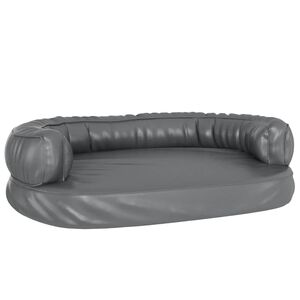 vidaXL Cama p/ c&atilde;es espuma ergon&oacute;mico 75x53 cm couro artificial cinza